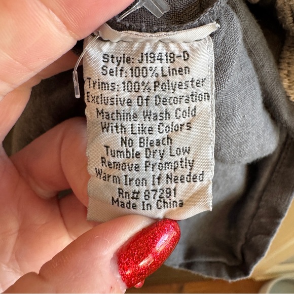 Johnny Was JWLA Linen Tiwa Peasant Blouse Size Large EUC - Picture 6 of 7